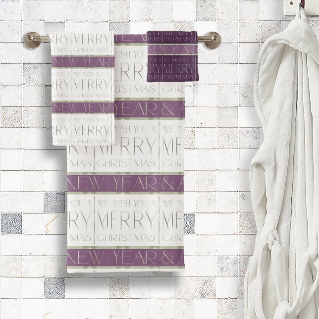 Purple Green Christmas Pattern#35 ID1009 Bath Towel Set (Creator Uploaded)