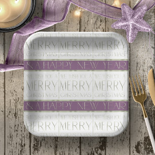 Purple Green Christmas Pattern#35 ID1009 Paper Plate