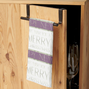 Purple Green Christmas Pattern#35 ID1009 Tea Towel