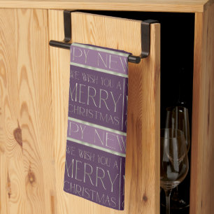 Purple Green Christmas Pattern#35b ID1009 Tea Towel