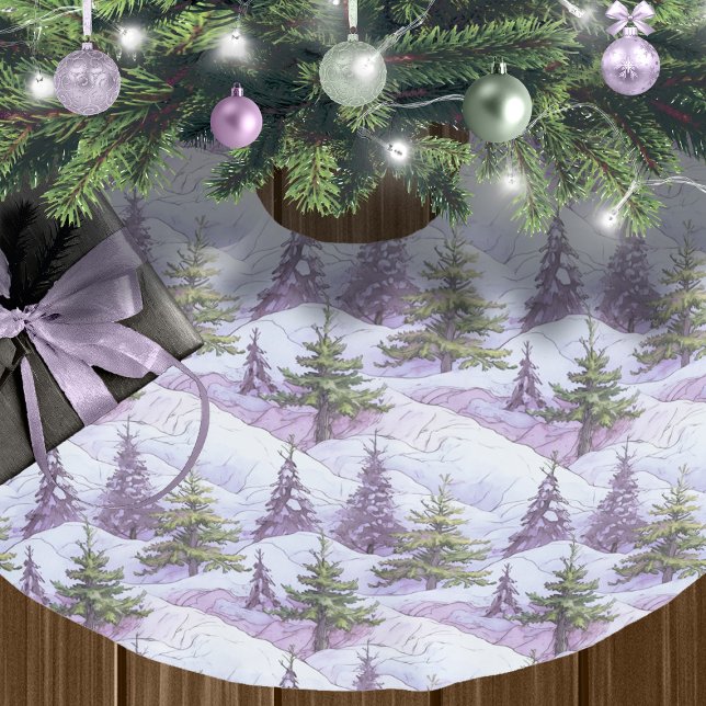 Purple Green Christmas Pattern#4 ID1009 Brushed Polyester Tree Skirt (Creator Uploaded)