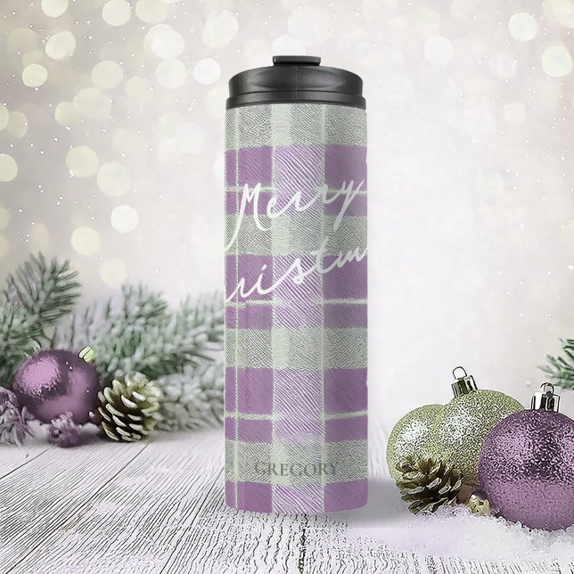 Purple Green Christmas Pattern#7 ID1009 Thermal Tumbler (Creator Uploaded)