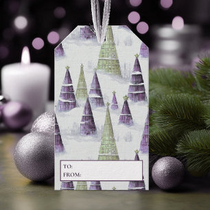 Purple Green Christmas Pattern#8 ID1009 Gift Tags