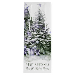 Purple & Green Christmas Trees Wine Gift Bag