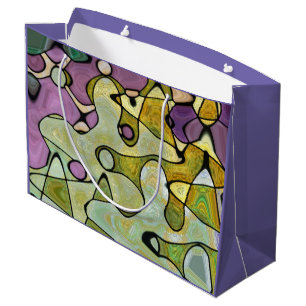 Purple green cool colourful circles and mod swirls large gift bag