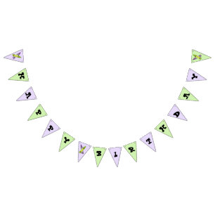 Purple Green Crayon Art Supplies Birthday Party Bunting