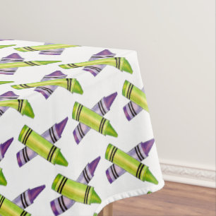 Purple Green Crayon Art Supplies Teacher Artist  Tablecloth