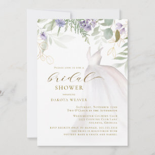 Purple Green Deep Gold Wildflower Bridal Shower Invitation