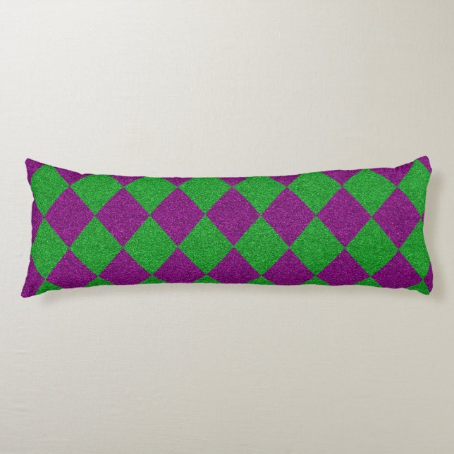 Purple & Green Diamond Glitter Body Cushion (Front)