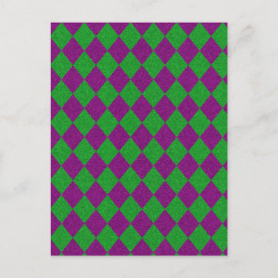 Purple & Green Diamond Glitter Postcard