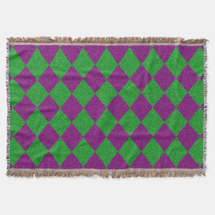 Purple & Green Diamond Glitter Throw Blanket