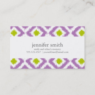 Purple Green Diamonds Ikat Pattern Calling Card