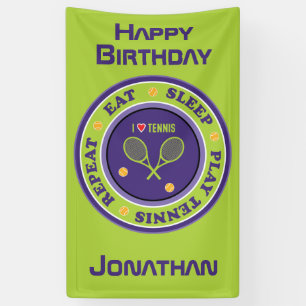 Purple  - green Eat, sleep, play tennis Banner