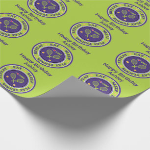 Purple - green Eat, sleep, play tennis, own name Wrapping Paper