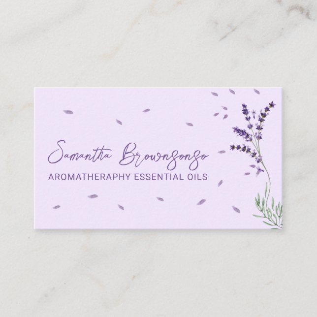 Purple Green Essential Oils Branding Lavender Business Card (Front)