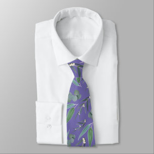 Purple & Green Eucalyptus Greenery Pattern Tie