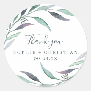 Purple & Green Eucalyptus Thank You Favour Sticker