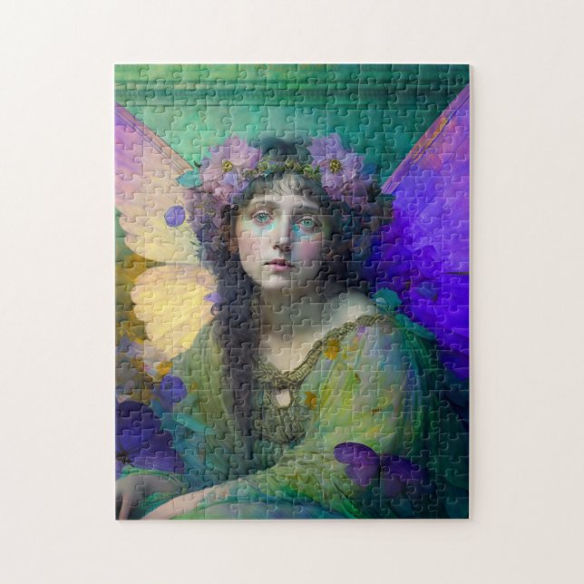 Purple Green Fairy Fantasy Art Jigsaw Puzzle (Vertical)