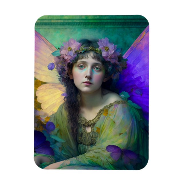 Purple Green Fairy Fantasy Art Magnet (Vertical)