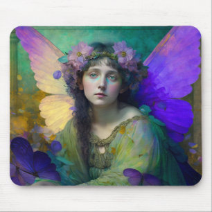 Purple Green Fairy Fantasy Art Mouse Mat