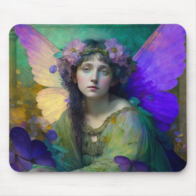 Purple Green Fairy Fantasy Art Mouse Mat (Front)