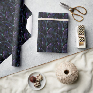 Purple Green Feathers Birthday Wrapping Paper