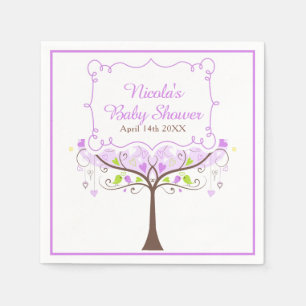 Purple & Green Floral Bird Baby Shower Napkin