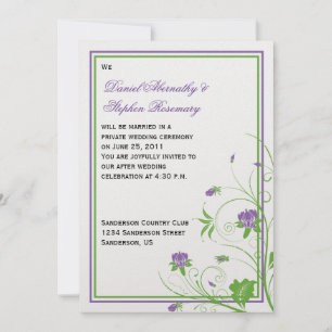 Purple Green Floral Swirls Post Wedding Celebratio Invitation