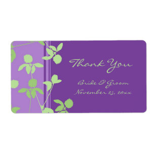 Purple Green Floral Swirls Wedding Labels