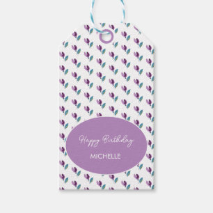 Purple Green Floral Watercolor Hand-painted Gift Tags