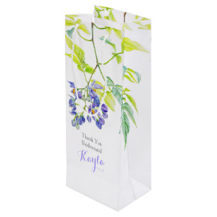 Purple green floral wedding favour gift bag