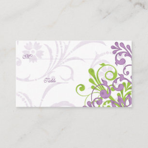 Purple Green Floral Wedding Place or Escort Cards
