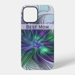 Purple Green Flower Abstract Art Fractal Best Mum iPhone 12 Case