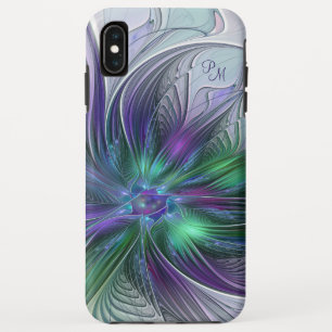 Purple Green Flower Abstract Art Fractal Initials iPhone XS Max Case