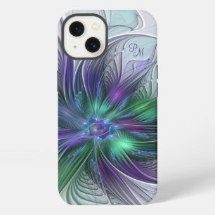 Purple Green Flower Abstract Fractal Art Initials iPhone 13 Case