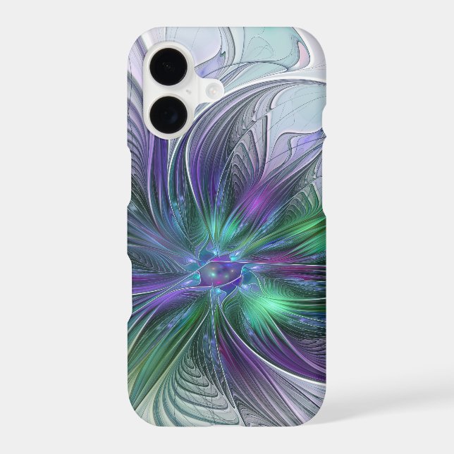 Purple Green Flower Modern Abstract Art Fractal (Back)