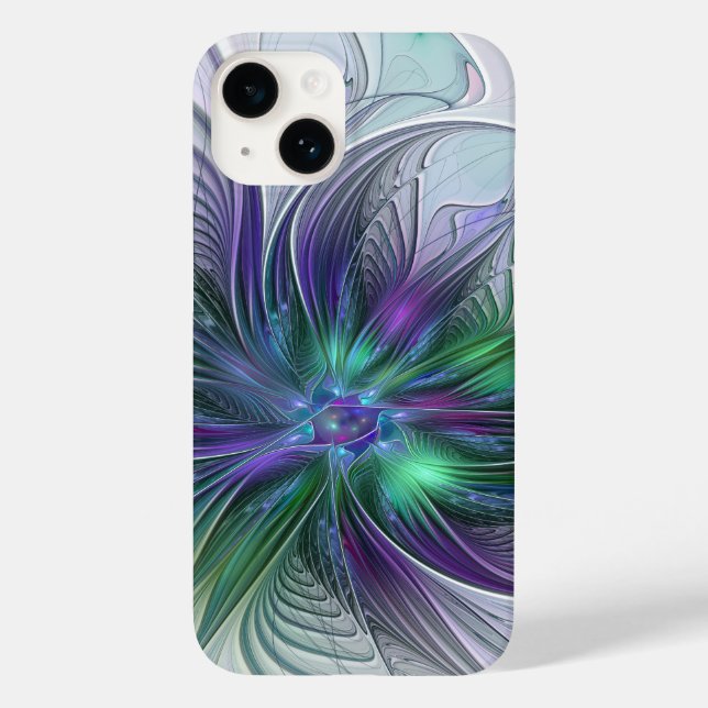 Purple Green Flower Modern Abstract Art Fractal Case-Mate iPhone Case (Back)