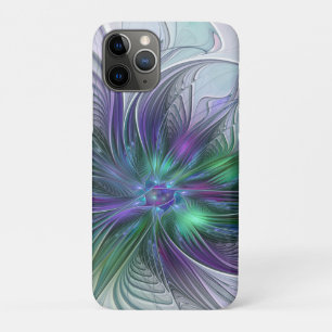 Purple Green Flower Modern Abstract Art Fractal iPhone 11 Pro Case