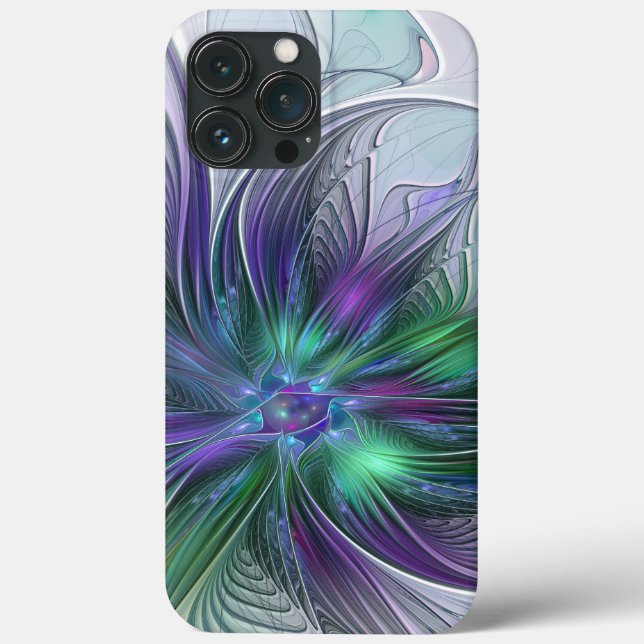 Purple Green Flower Modern Abstract Art Fractal Case-Mate iPhone Case (Back)