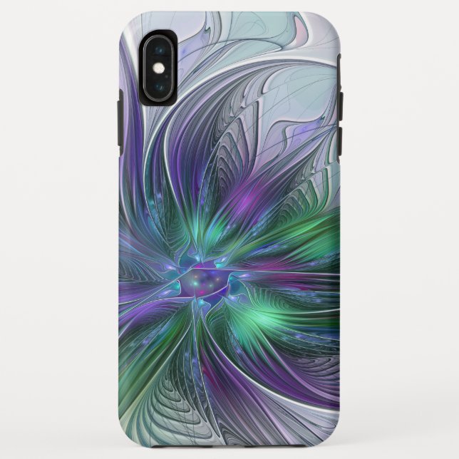 Purple Green Flower Modern Abstract Art Fractal Case-Mate iPhone Case (Back)