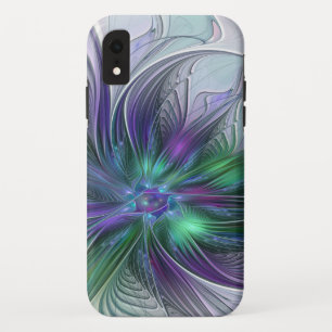 Purple Green Flower Modern Abstract Art Fractal iPhone XR Case