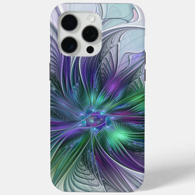 Purple Green Flower Modern Abstract Art Fractal Case-Mate iPhone Case (Back)