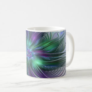 Purple Green Flower Modern Abstract Art Fractal Coffee Mug