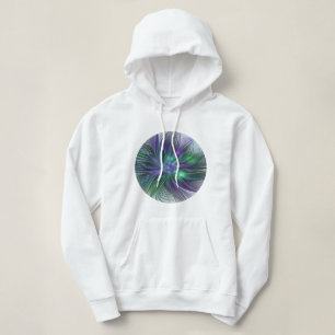 Purple Green Flower Modern Abstract Art Fractal Hoodie