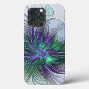 Purple Green Flower Modern Abstract Art Fractal iPhone 13 Pro Case