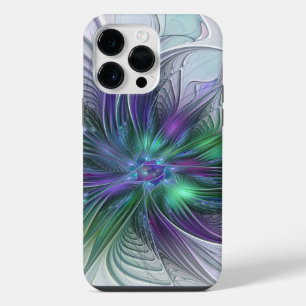 Purple Green Flower Modern Abstract Art Fractal iPhone 14 Pro Max Case