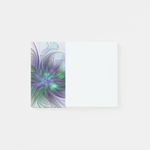 Purple Green Flower Modern Abstract Art Fractal Post-it Notes