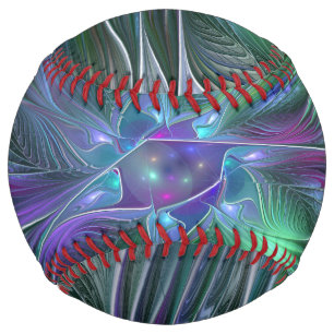 Purple Green Flower Modern Abstract Art Fractal Softball