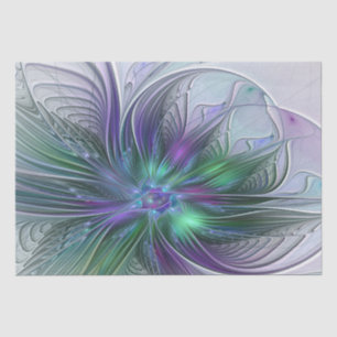 Purple Green Flower Modern Abstract Art Fractal Tissue Paper