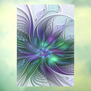 Purple Green Flower Modern Abstract Art Fractal Window Cling